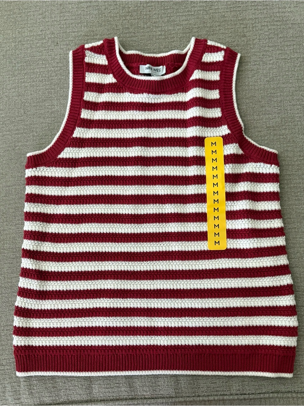 Nine West Girls Red & White Striped Knit Tank